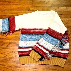 Unique Colorful Knit Sweater with Fringe